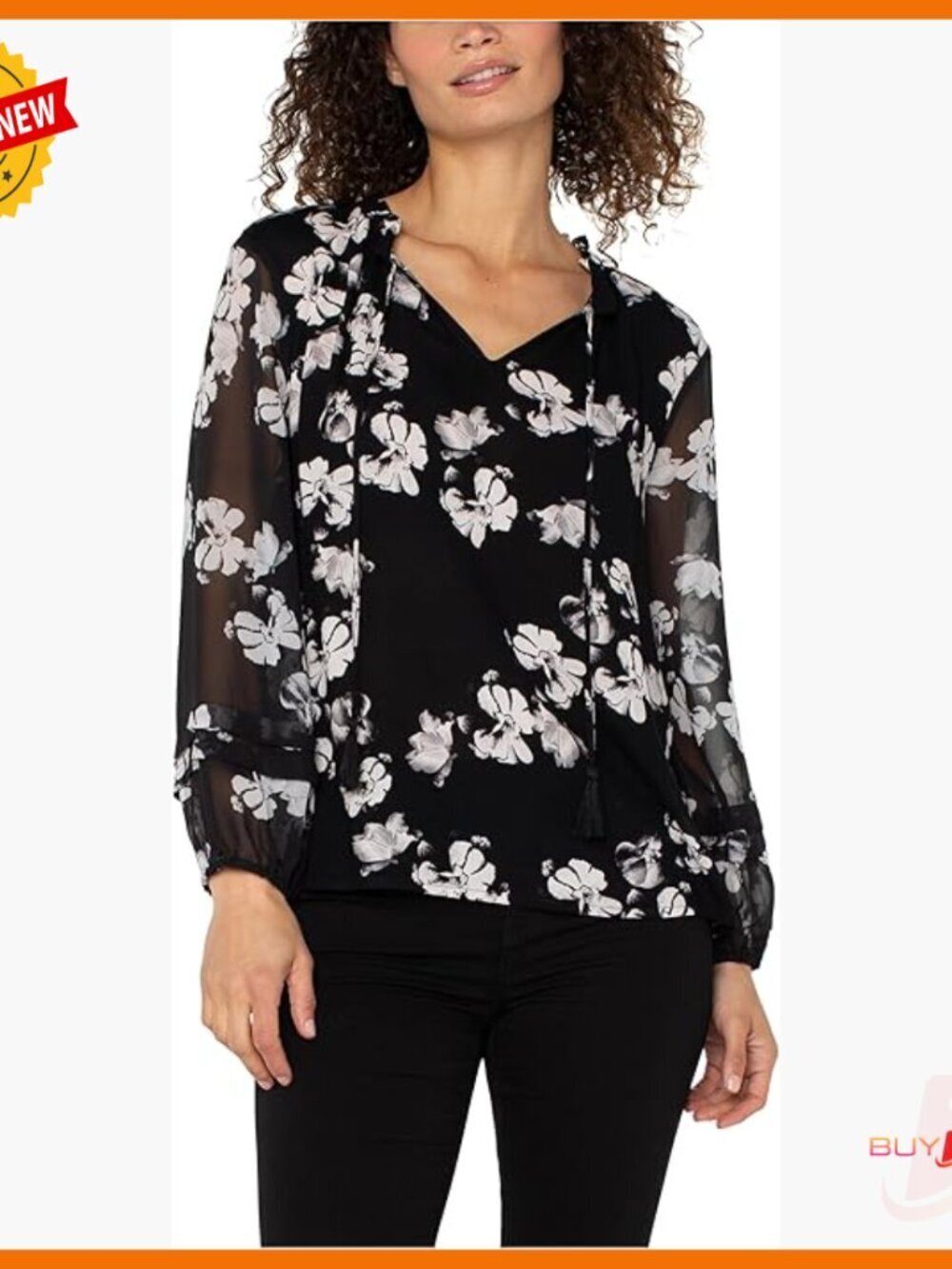 Long Sleeve Popover Blouse with Shirred Detail and Puffy Sleeves